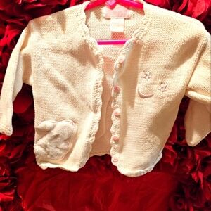 First Wish 9-12 Months Bunny Sweater open front cardigan style